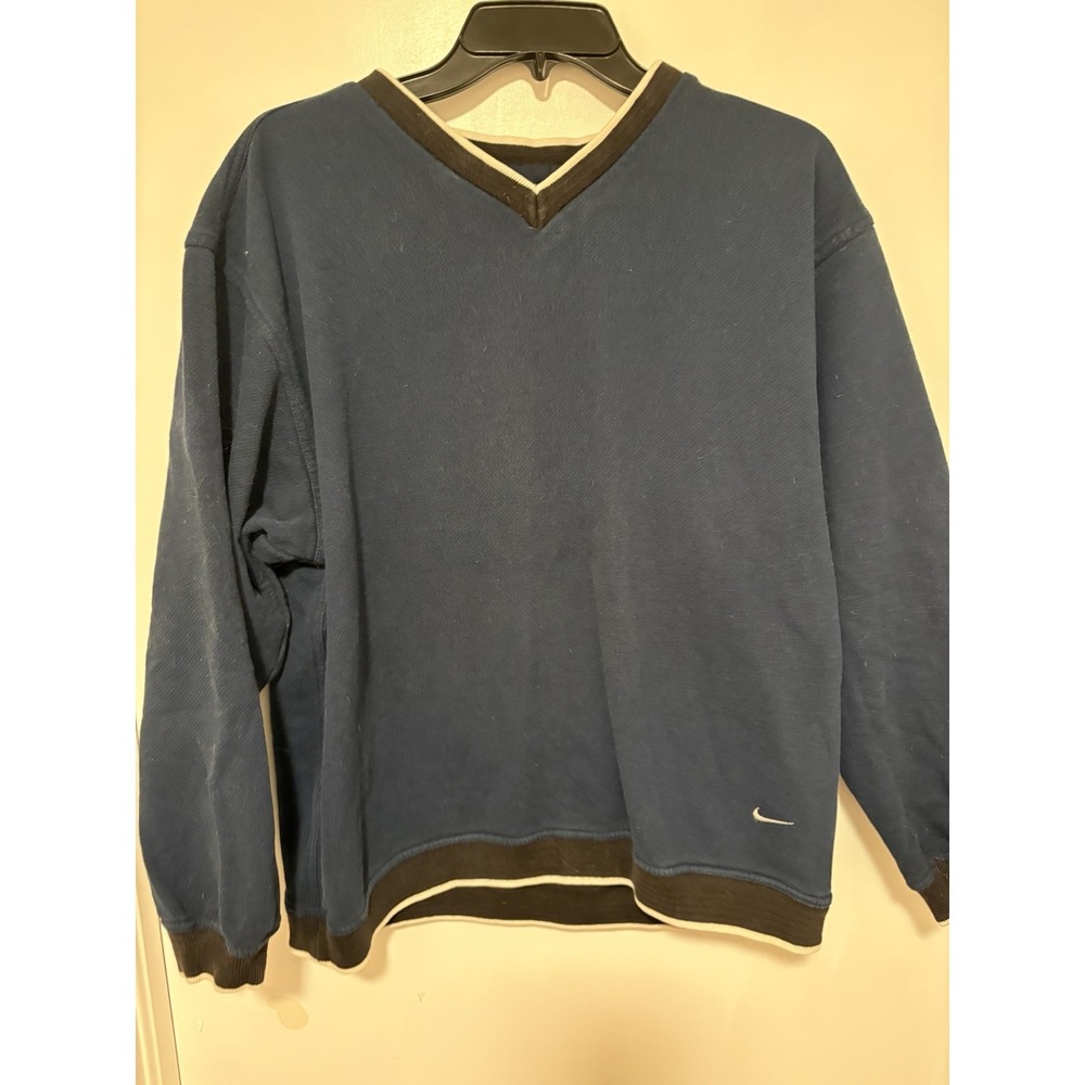 vintage nike v neck sweater Sweatshirt Pullover Y2k Navy Size M